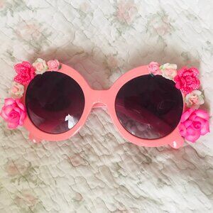 Girls Big Pink Dress Up Sunglasses with Flowers Beach Summer Vacation Floral